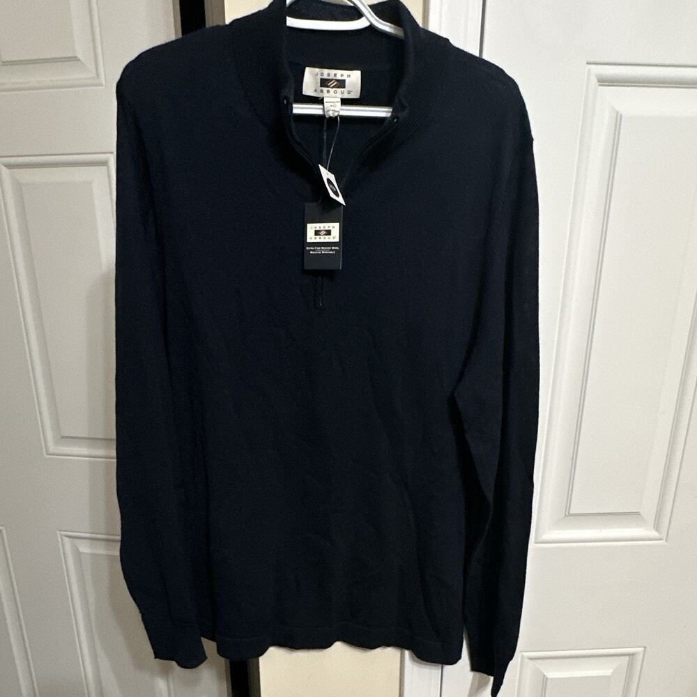 Joseph Abboud Men’s Merino Wool 1/4 Zip Mock Neck Sweater Modern Fit XL Navy